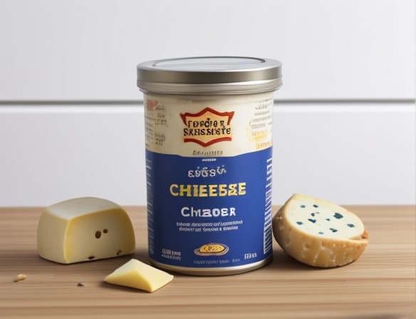 A collection of gourmet cheeses including blue cheese and cheddar.